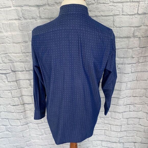 Michael Kors 100% cotton button down men’s blue print dress shirt size 16 32x33 - Picture 8 of 11